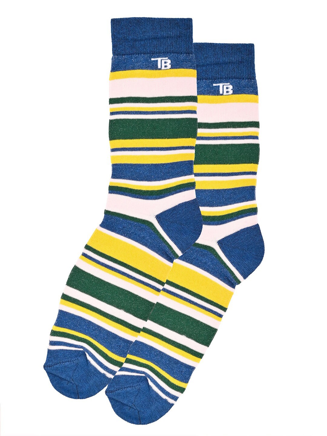 

Tistabene Unisex Striped Calf-Length Socks, Blue