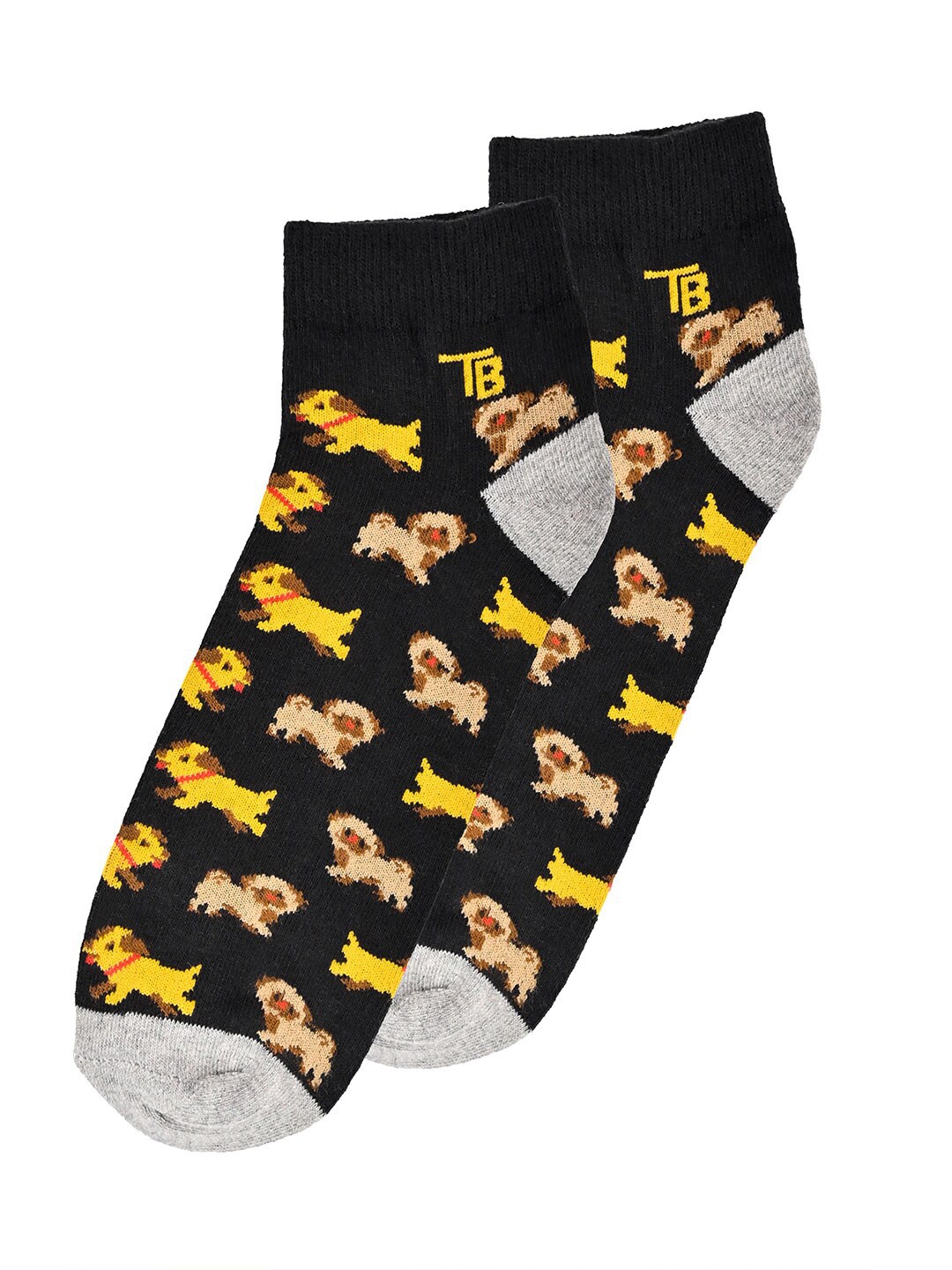 

Tistabene Unisex Printed Cotton Ankle-Length Socks, Black