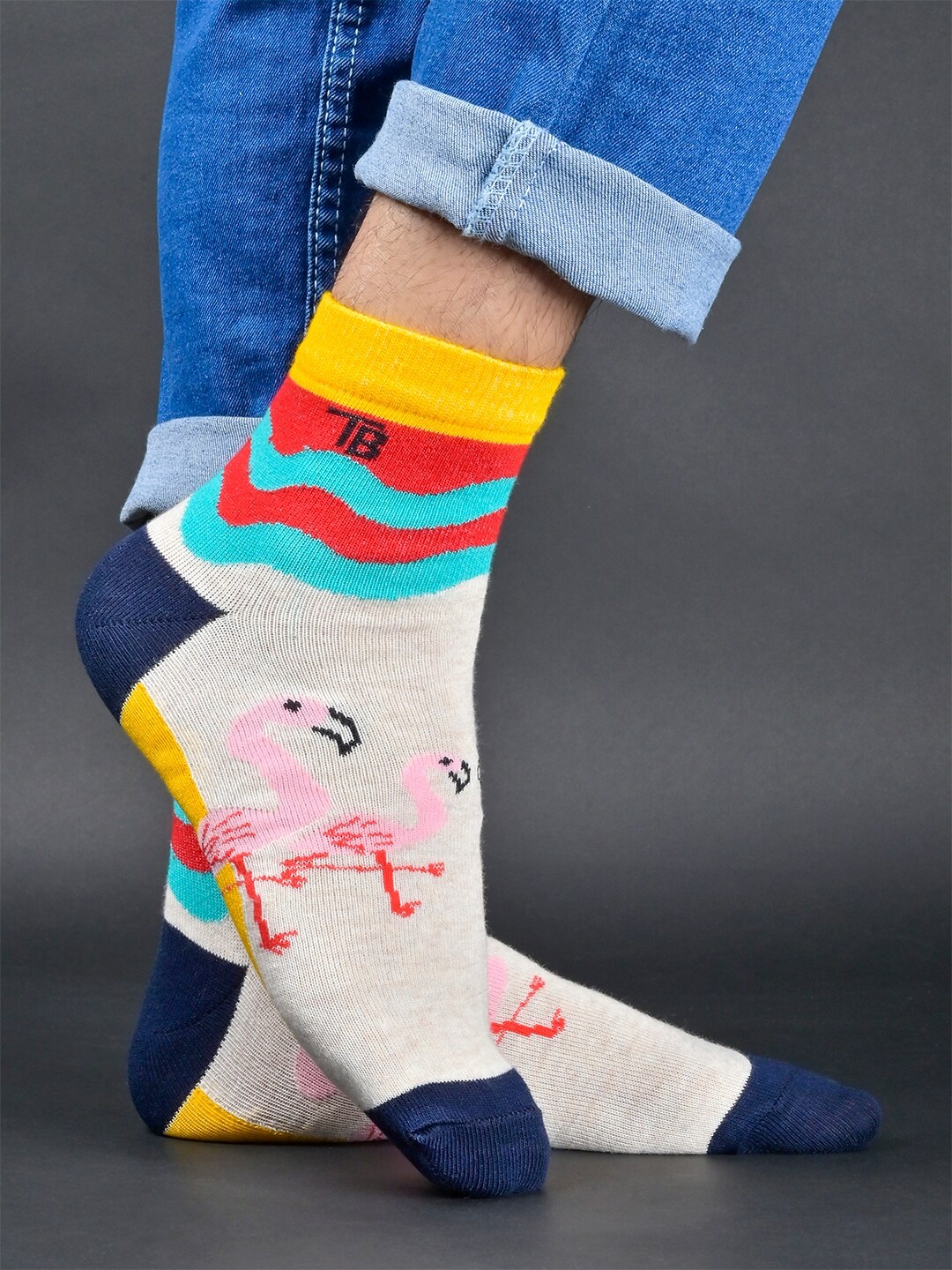 

Tistabene Unisex Patterned Cotton Ankle-Length Socks, White