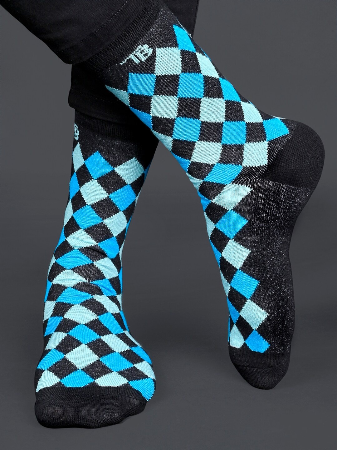 

Tistabene Unisex Geometric Printed Calf-Length Socks, Blue