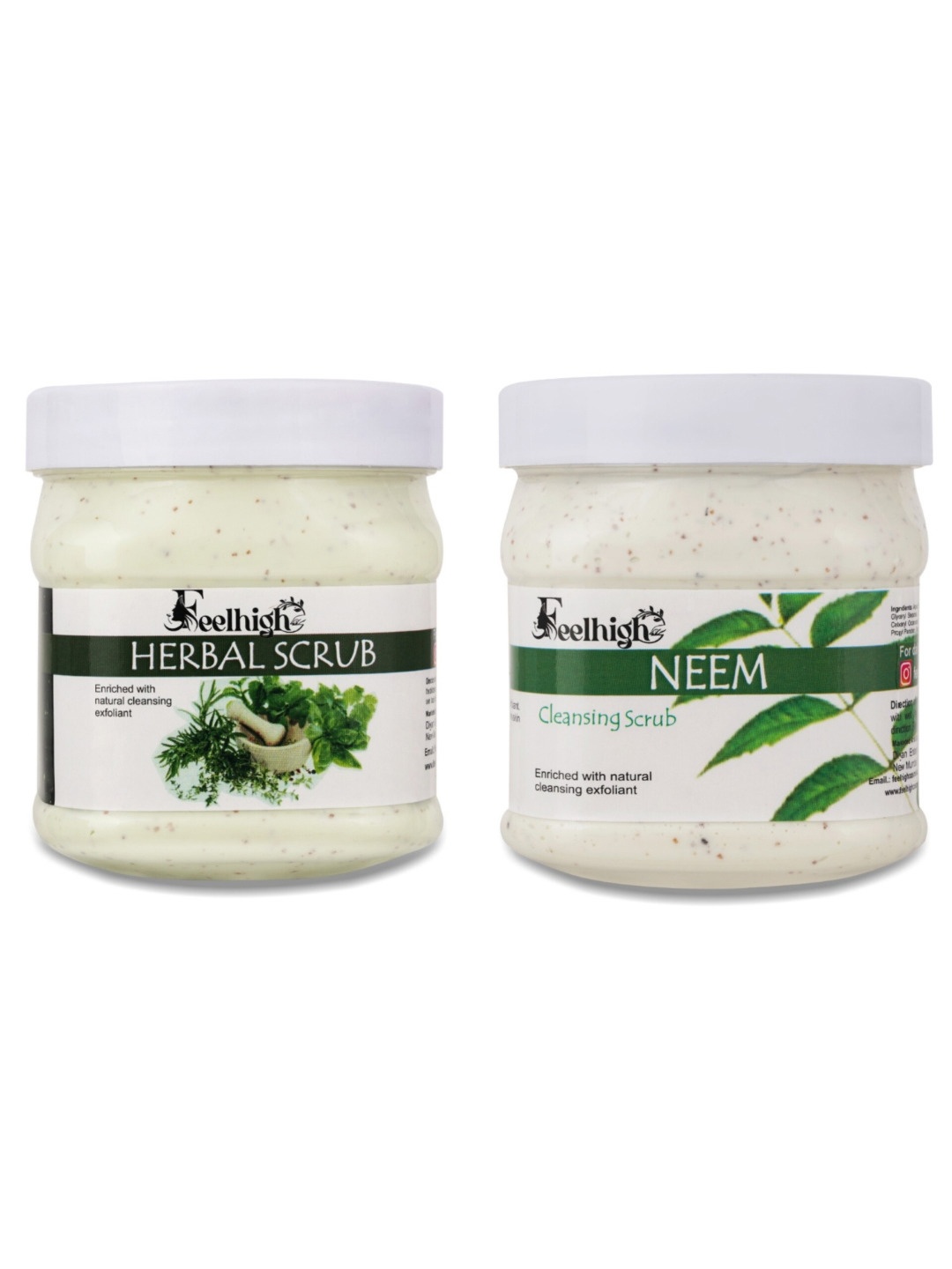 

FEELHIGH Set Of 2 Neem Cleansing & Herbal Face Scrubs - 500 ml Each, Green