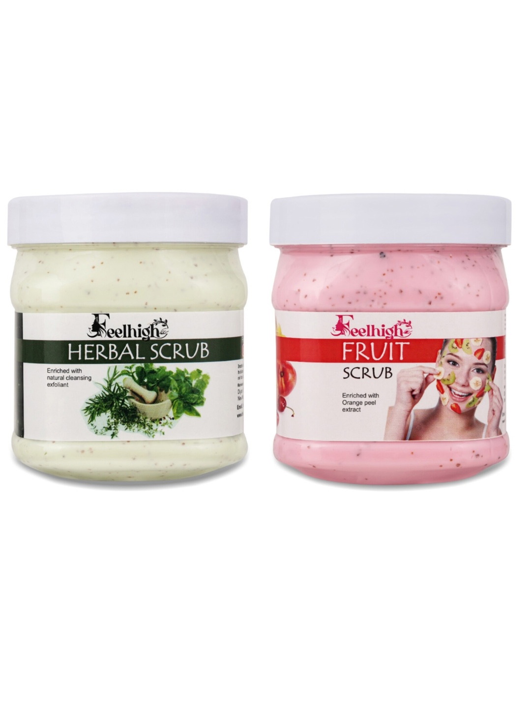 

FEELHIGH Set Of 2 Herbal & Fruit Face Scrubs - 500 ml Each, White
