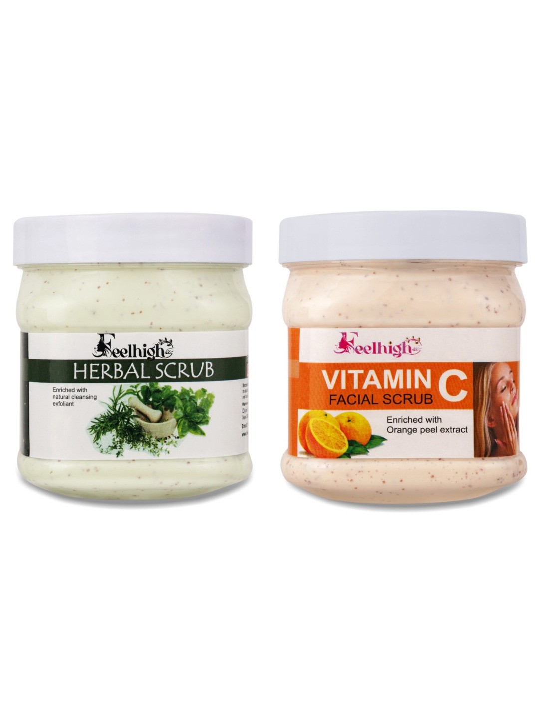 

FEELHIGH Set Of 2 Herbal & Vitamin C Face Scrubs - 500 ml Each, White