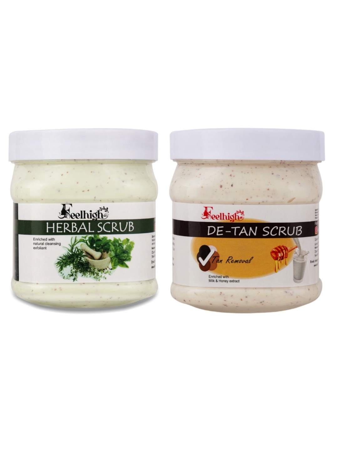 

FEELHIGH Set Of 2 Herbal & De-Tan Face Scrubs - 500 ml Each, Green