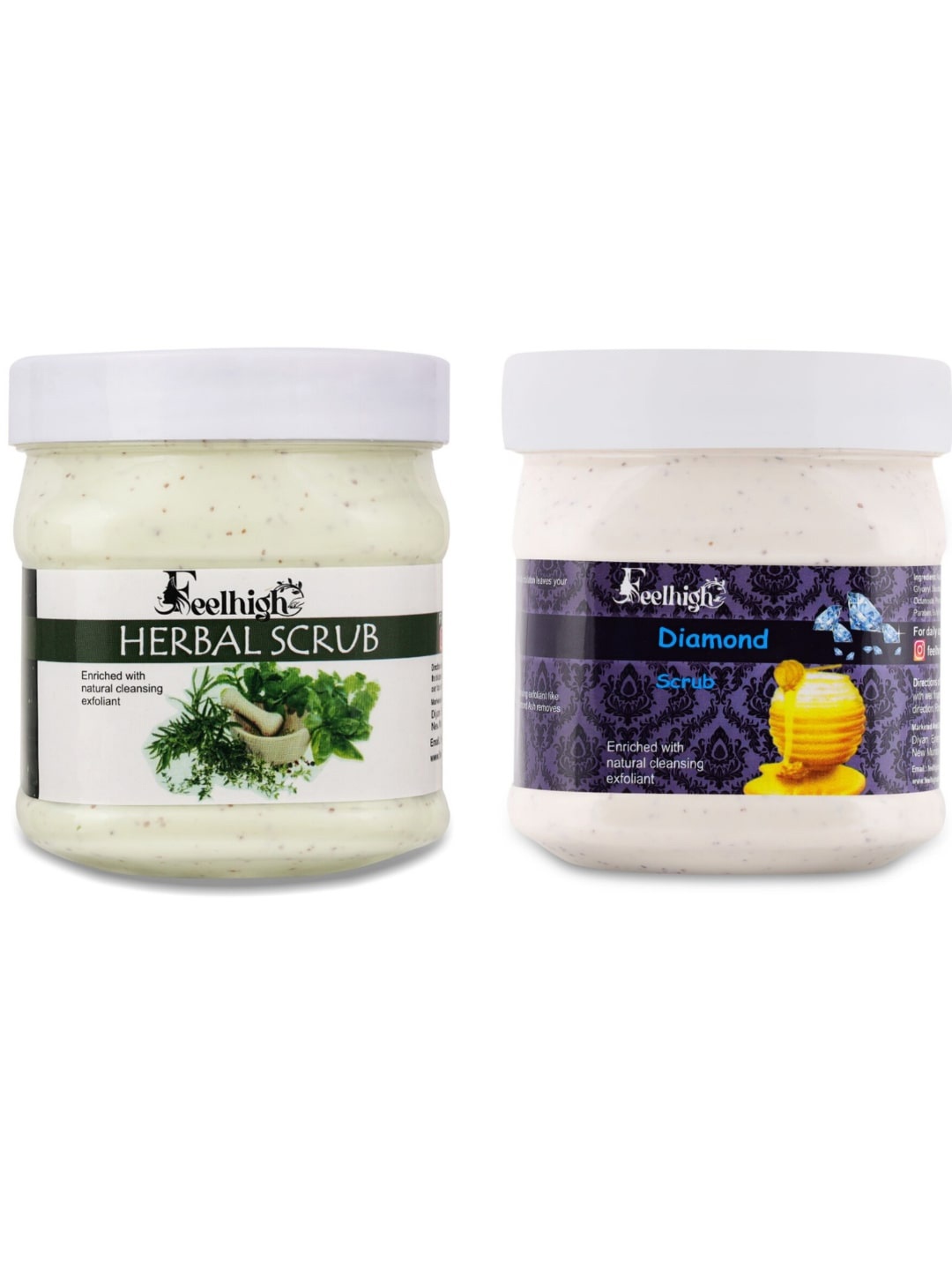 

FEELHIGH Set Of 2 Herbal & Diamond Scrub 500ml Each, Beige