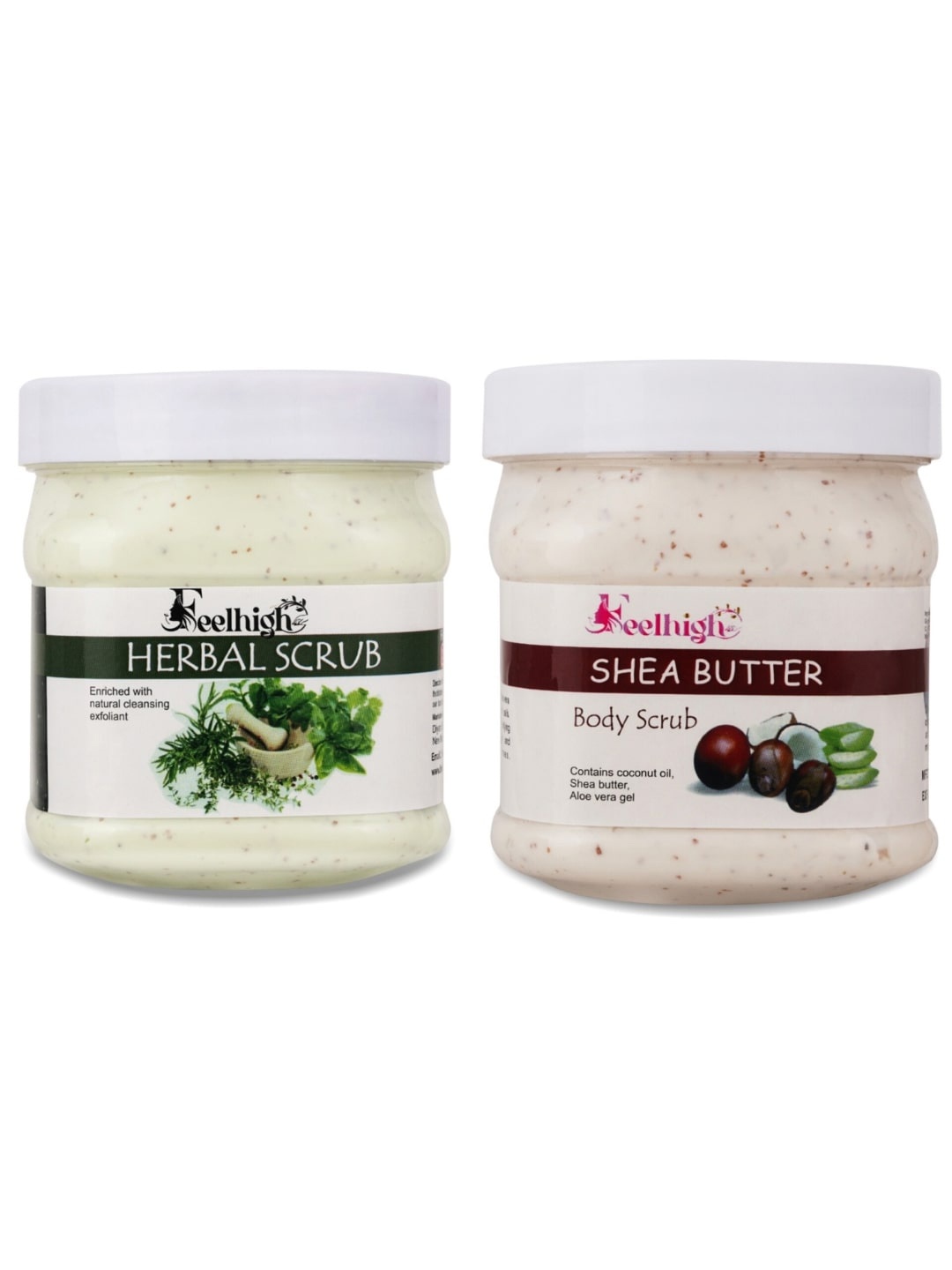 

FEELHIGH Set Of 2 Herbal & Shea Butter Scrub 500ml Each, Green