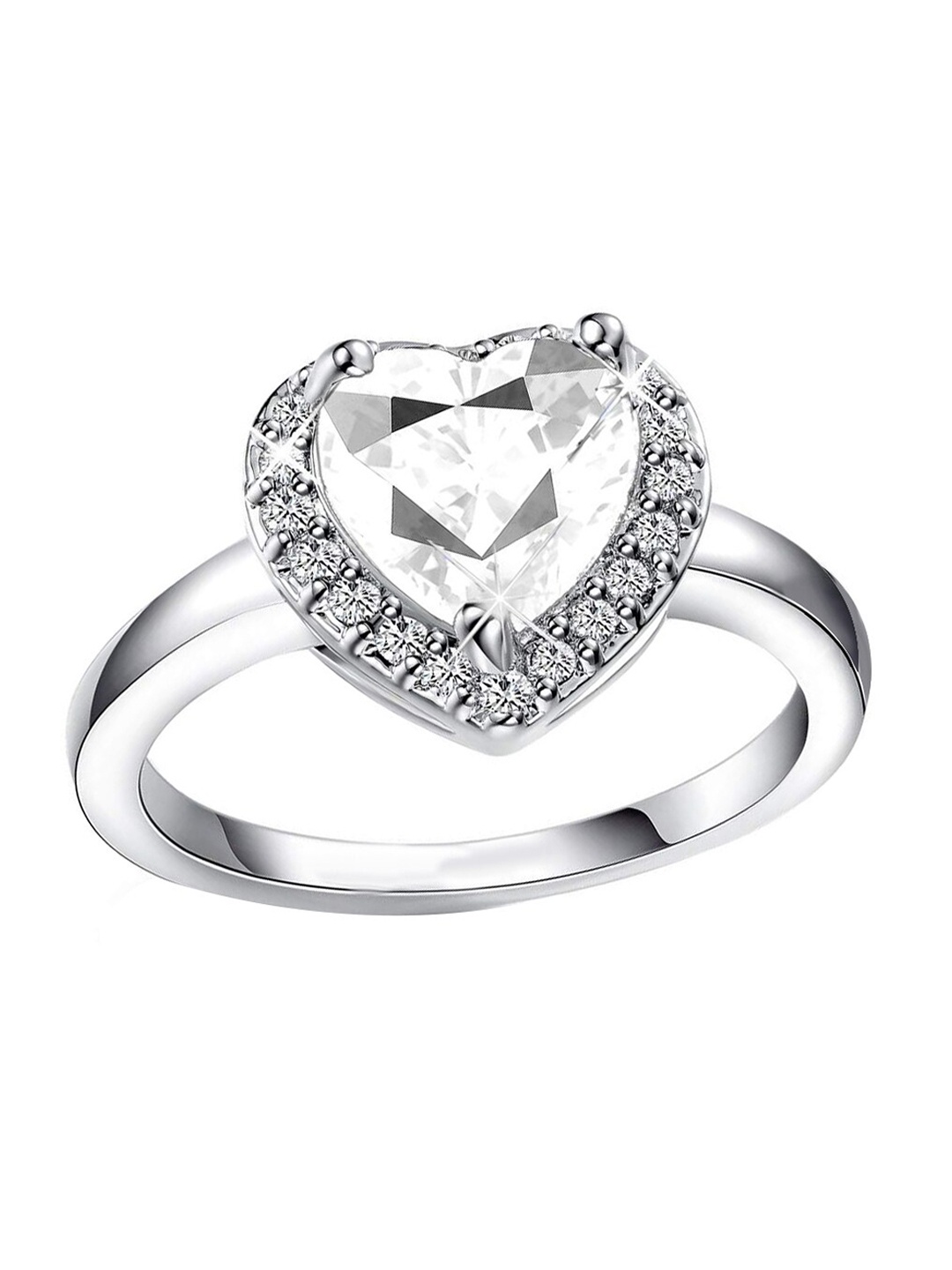 

Yellow Chimes Silver-Plated Crystal Stone-Studded Finger Ring