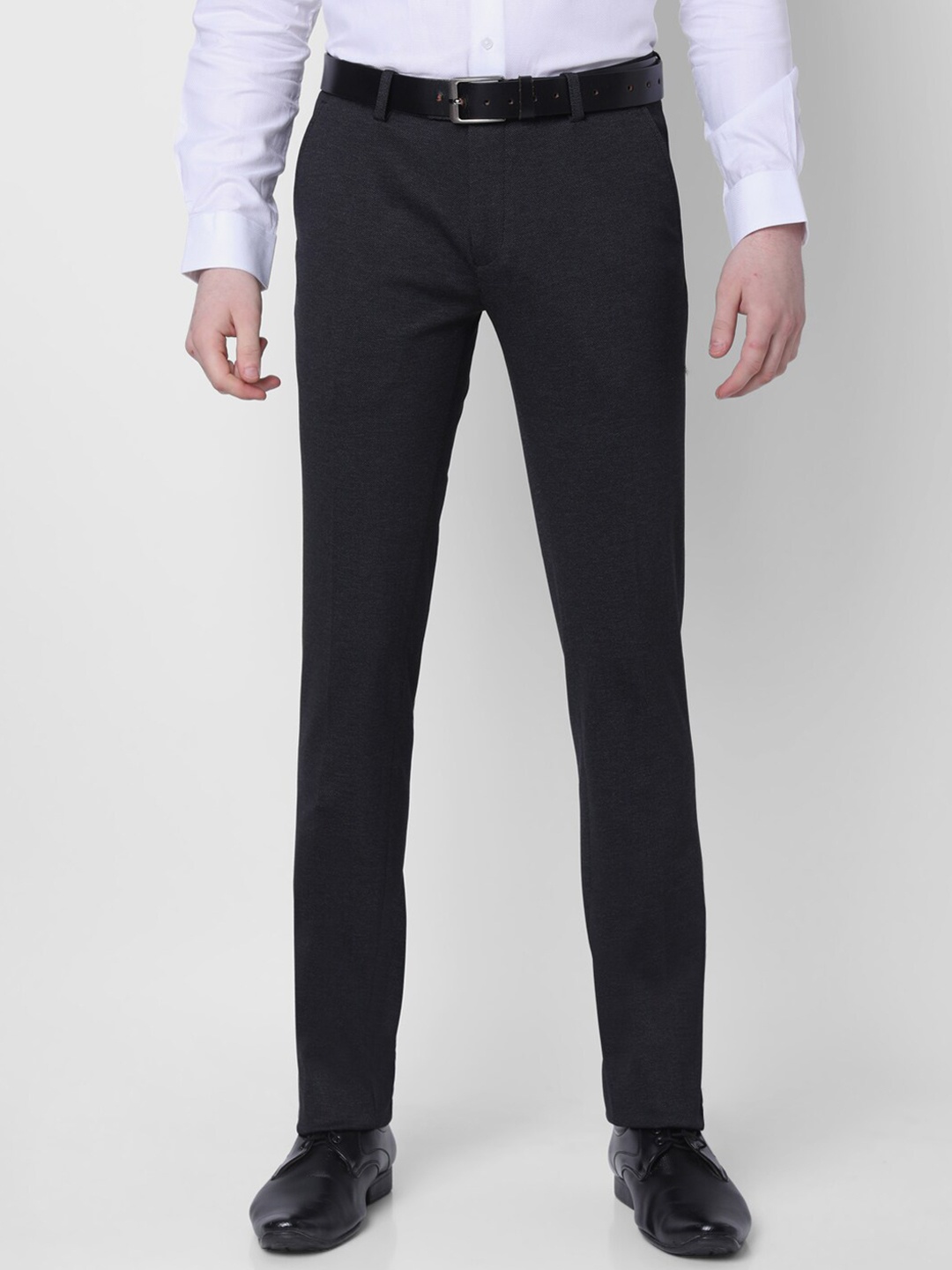

J Hampstead Men Mid-Rise Slim Fit Formal Trousers, Black