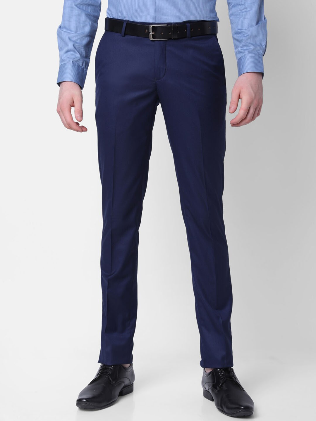 

J Hampstead Men Slim Fit Formal Trousers, Blue
