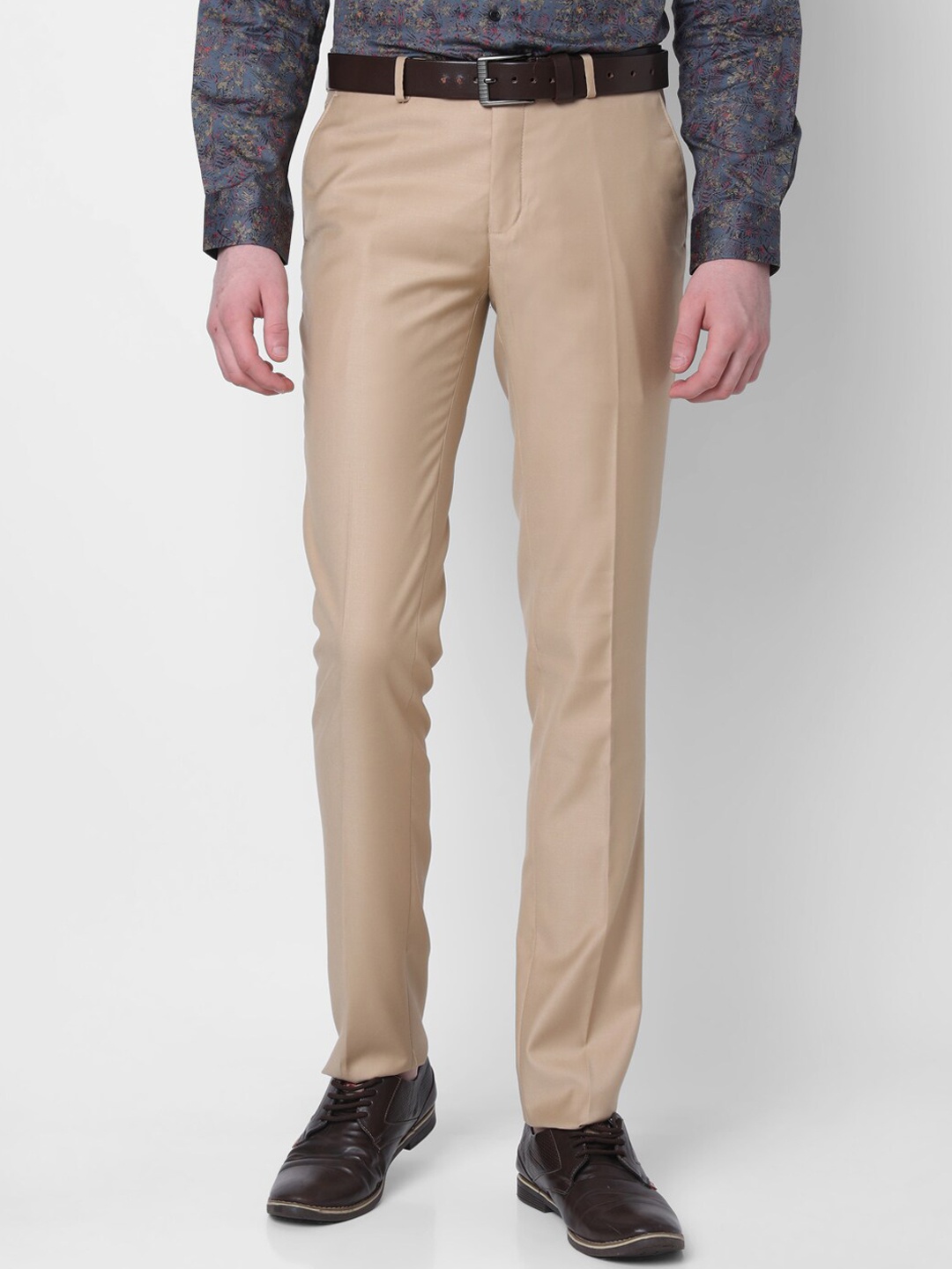 

J Hampstead Men Slim Fit Formal Trousers, Beige
