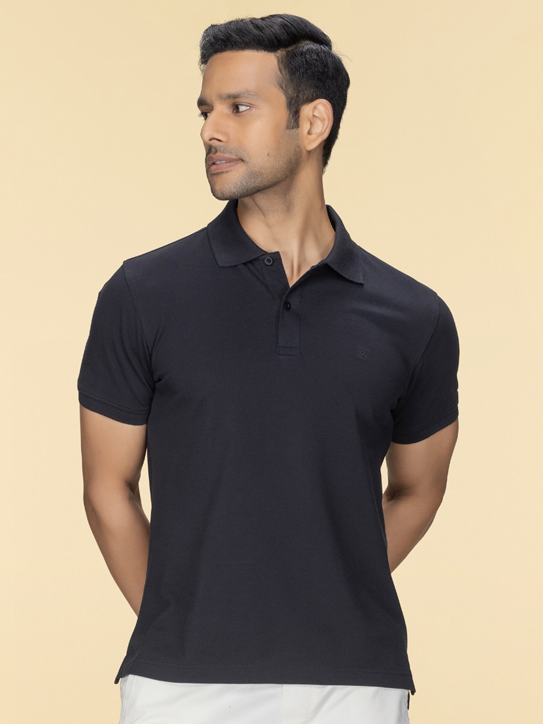 

XYXX Men Nova Intellieaze Cotton Polo T-shirt, Navy blue