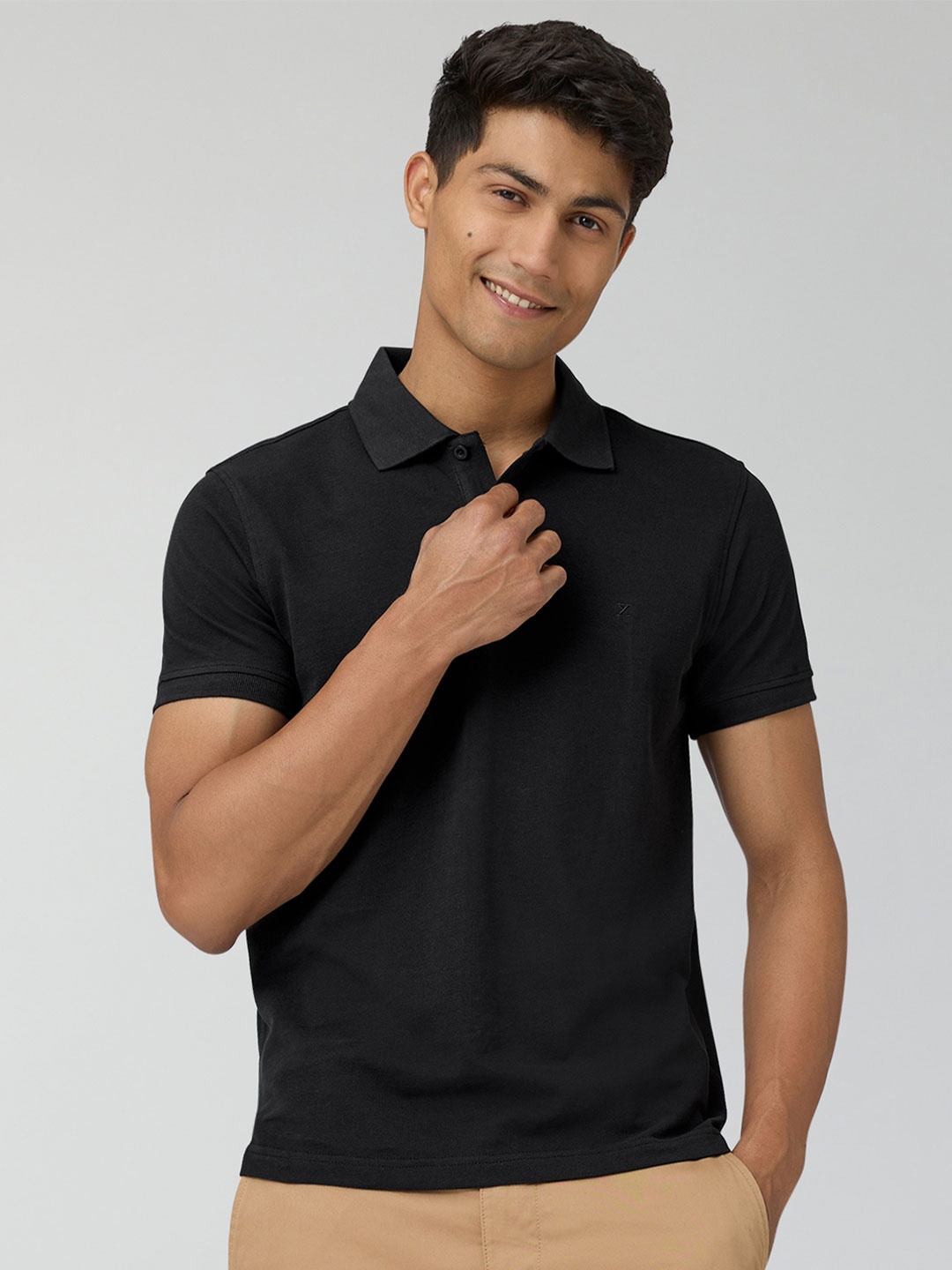 

XYXX Nova Intellieaze Pure Cotton Antimicrobial Polo Collar T-shirt, Black