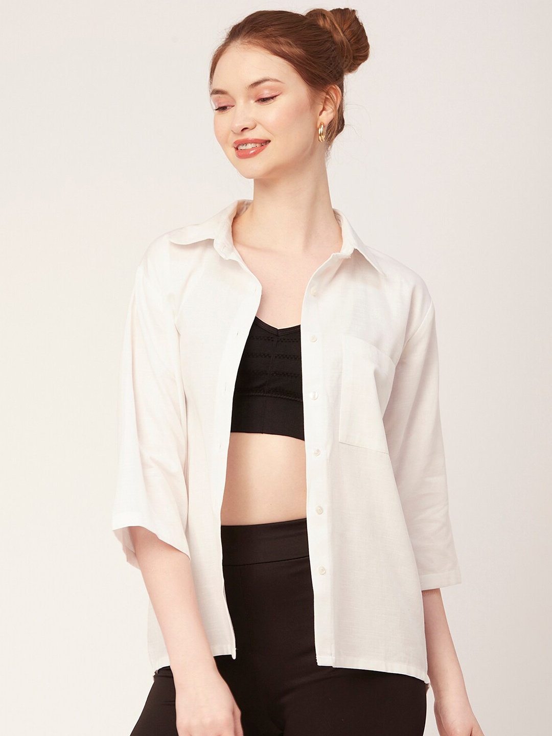 

Moomaya Classic Opaque Casual Shirt, White