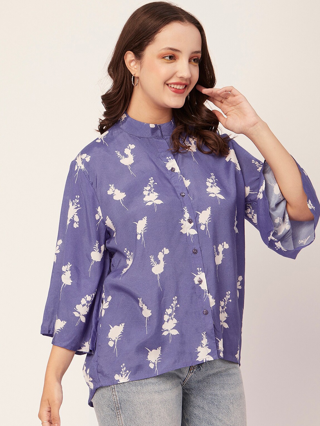 

Moomaya Classic Floral Printed Opaque Casual Shirt, Purple