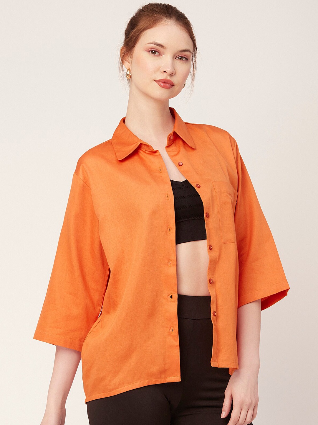 

Moomaya Classic Opaque Casual Shirt, Orange