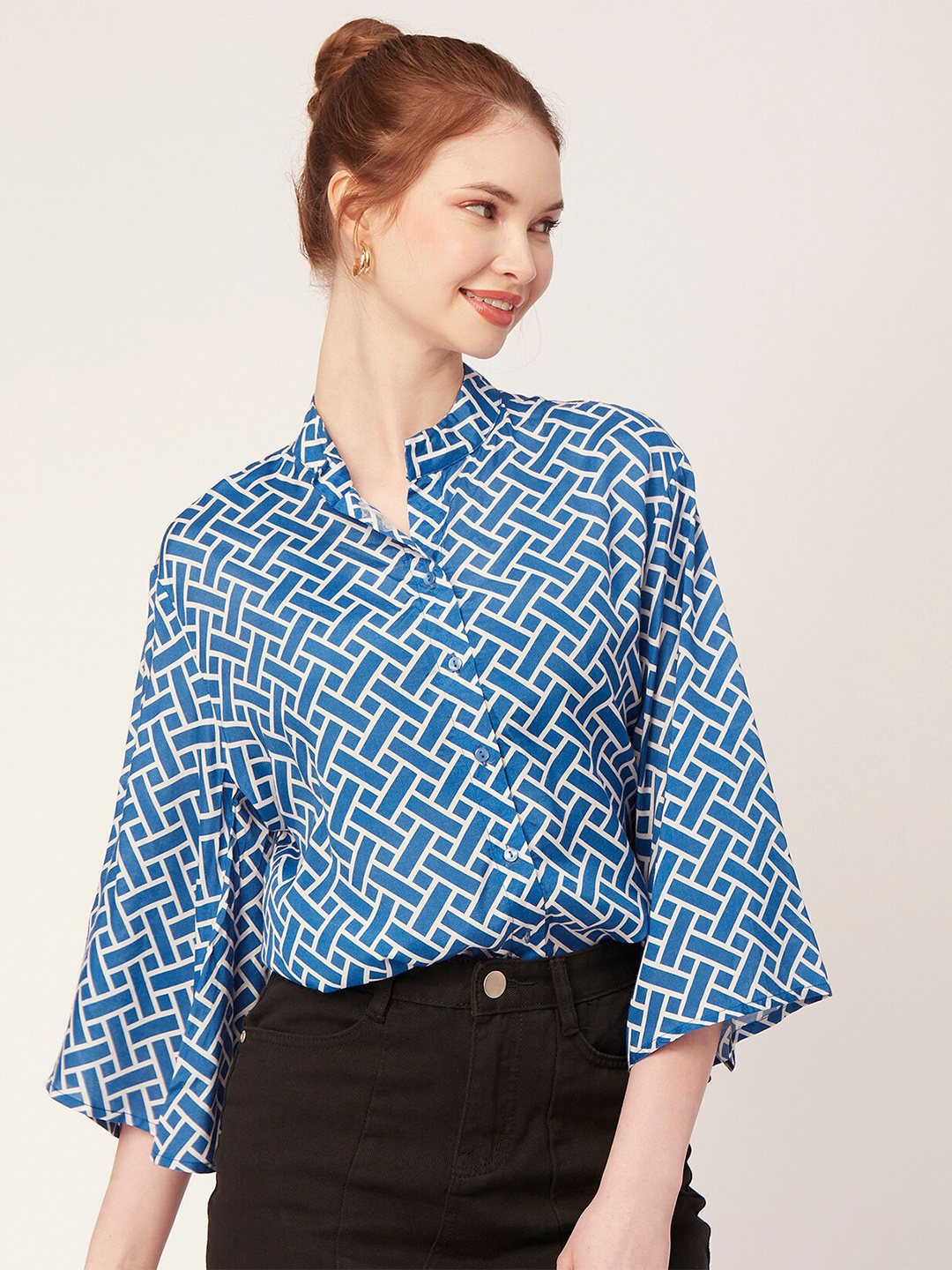 

Moomaya Classic Floral Printed Opaque Casual Shirt, Blue