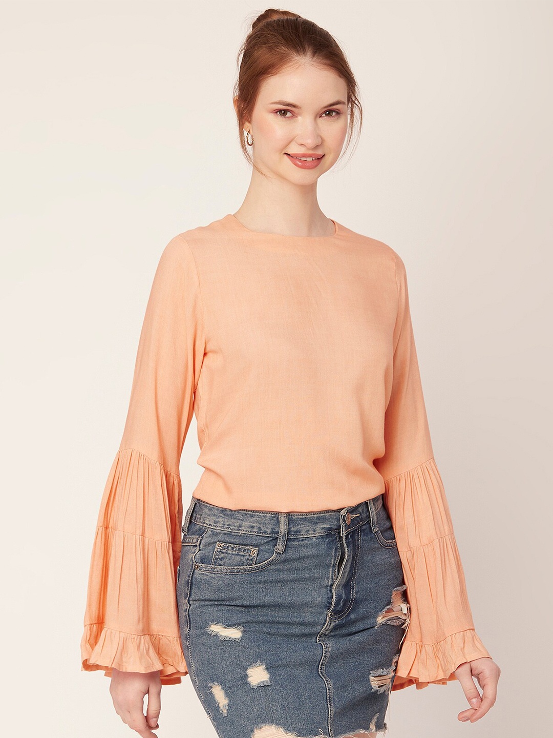 

Moomaya Bell Sleeves Regular Top, Orange