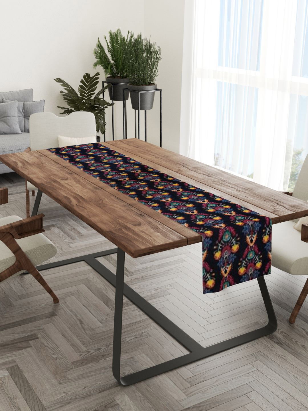 

Tasseled Home Black & Pink Kaleido Printed Rectangular Table Runner