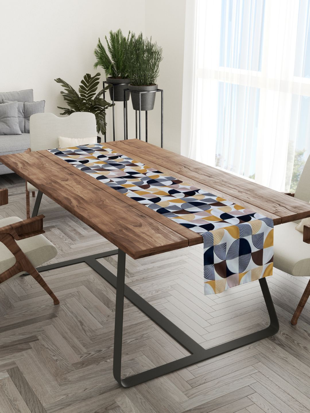 

Tasseled Home White & Brown Arch Printed Rectangular Table Runner