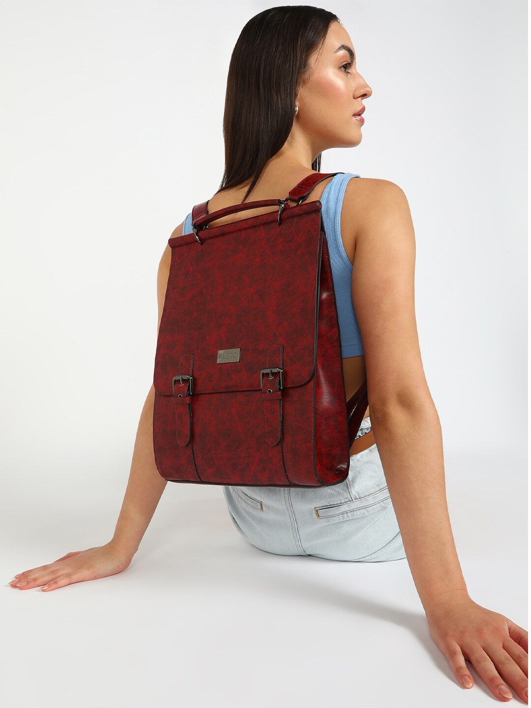 

KLEIO Unisex Marble Printed Backpack with 14" Laptop Compartment, Maroon