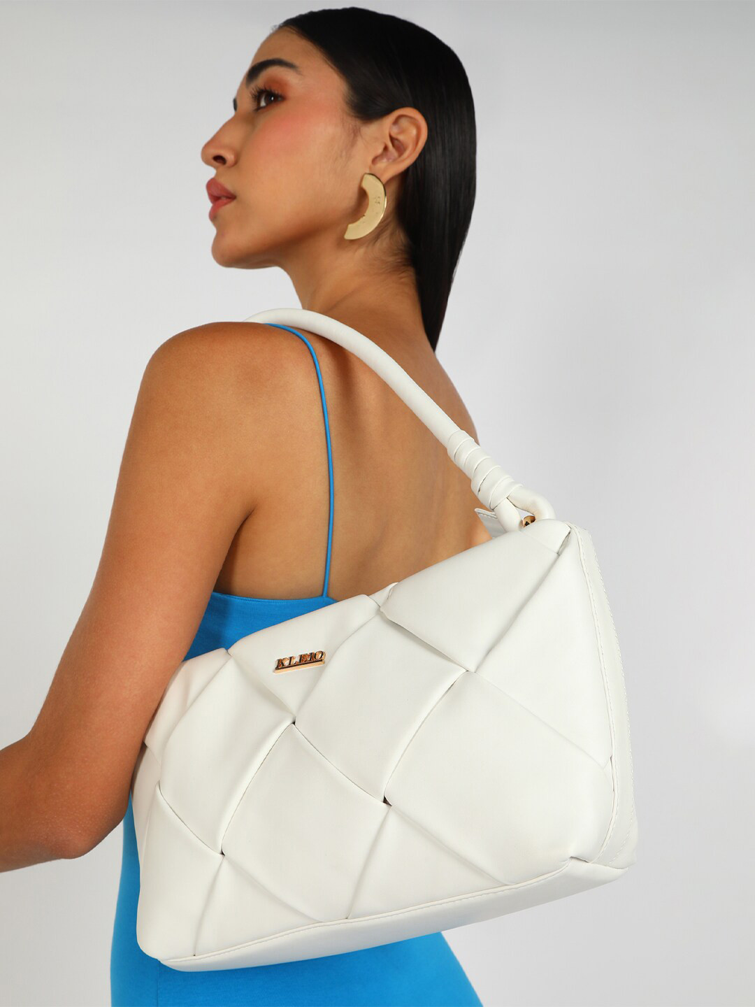 

KLEIO Women Weaved Textured Shoulder Bag, White