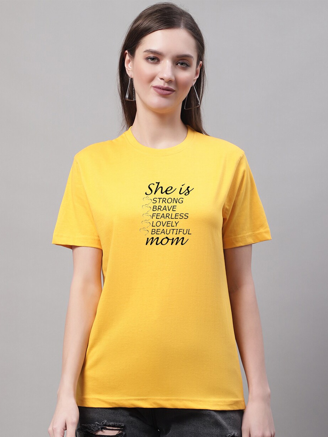 

Miaz Lifestyle Typography Printed Cotton T-Shirt, Yellow