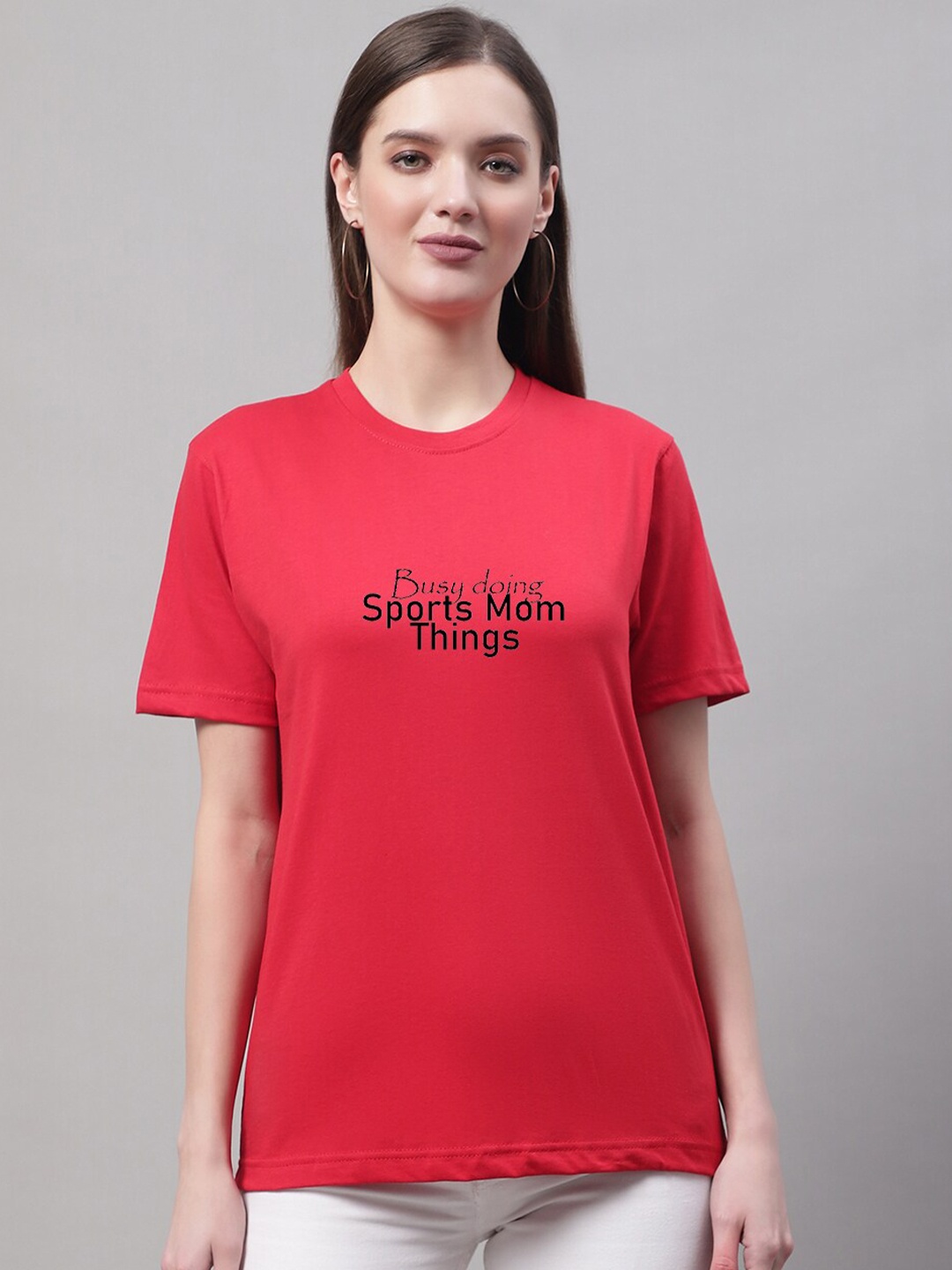 

Miaz Lifestyle Typography Printed Cotton T-shirt, Red