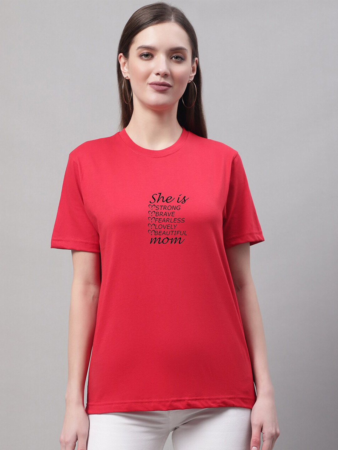 

Miaz Lifestyle Typography Printed Cotton T-shirt, Red