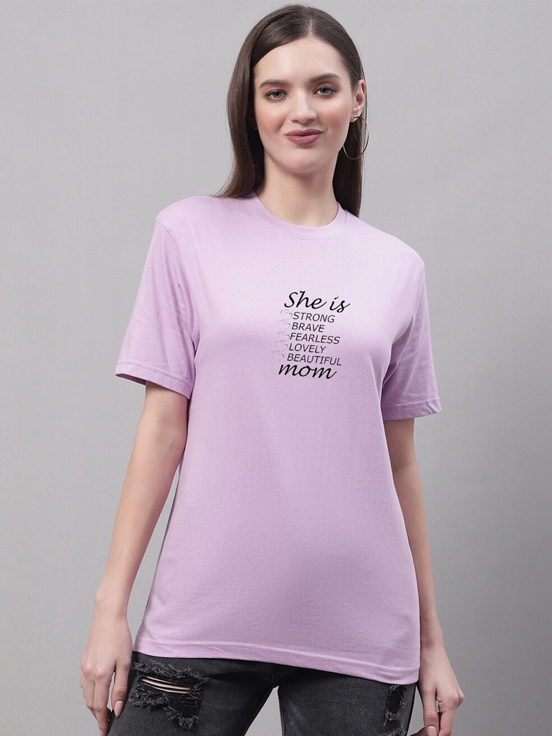 

Miaz Lifestyle Typography Round Neck Cotton T-Shirt, Purple