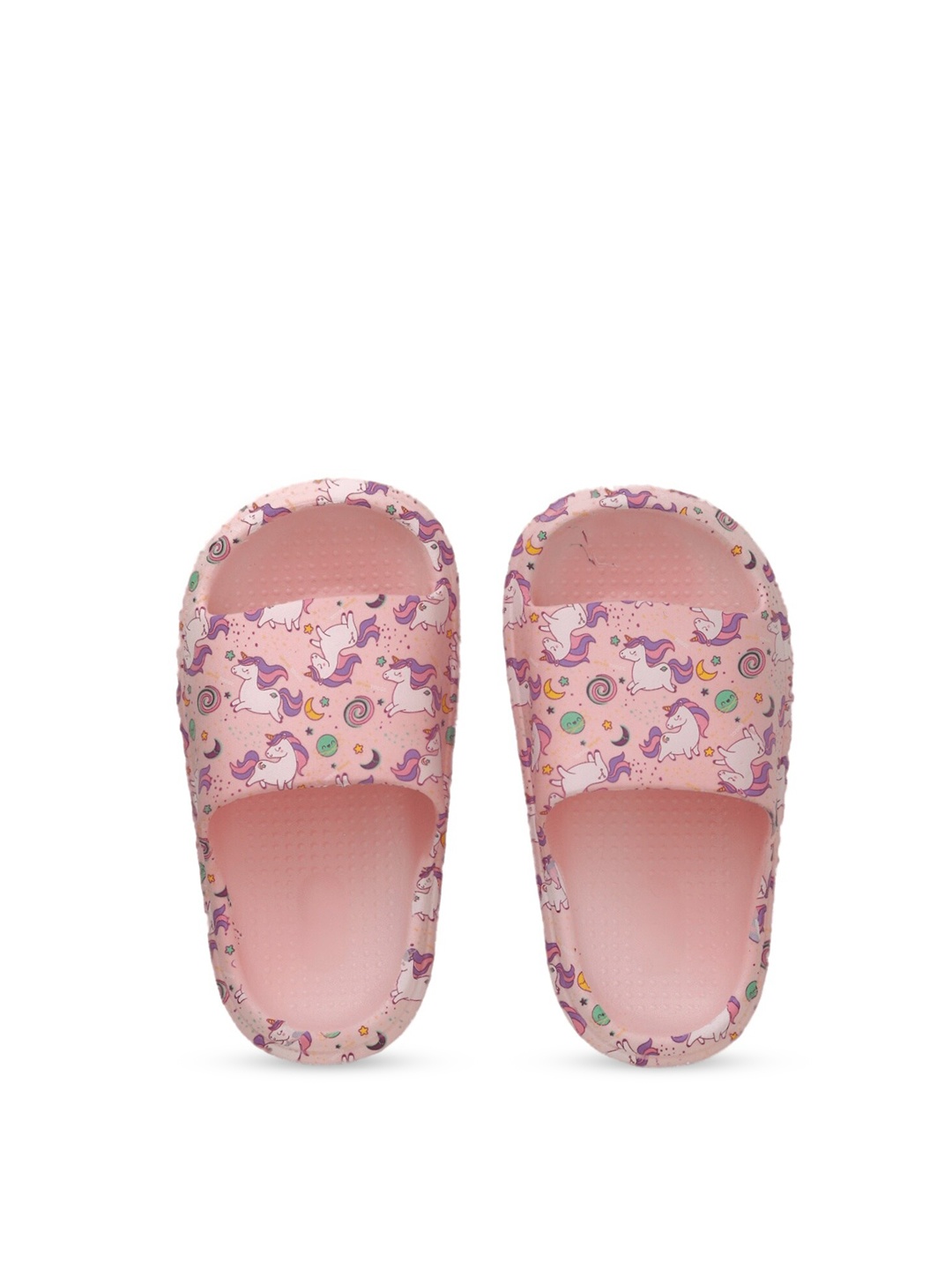 

Yellow Bee Girls All Over Unicorn Printed Rubber Sliders, Pink