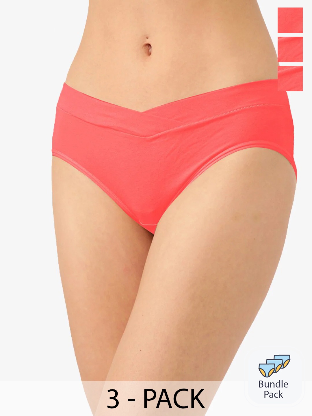 

Inner Sense Pack Of 3 Mid-Rise Anti Microbial Maternity Briefs, Pink