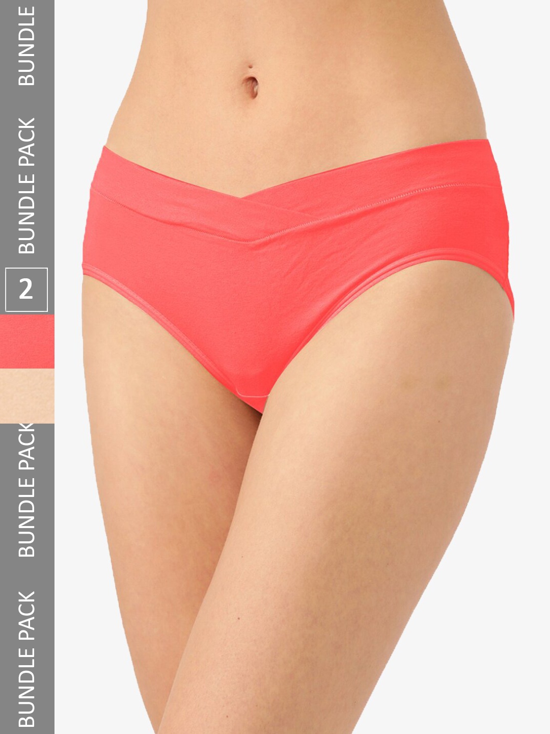 Inner Sense Pack Of 3 Mid-Rise Antimicrobial Organic Cotton Briefs, Coral