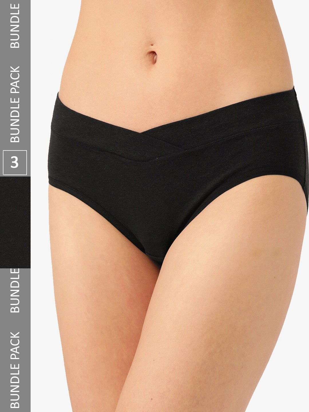 

Inner Sense Pack Of 3 Mid-Rise Antimicrobial Maternity Briefs, Black