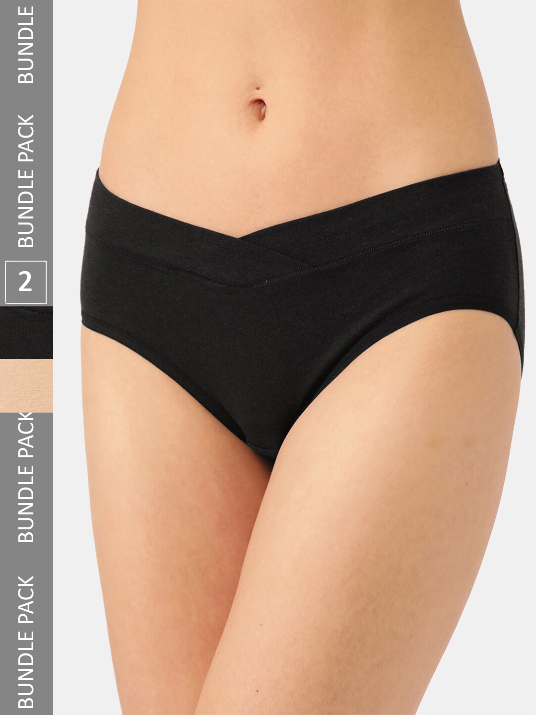 

Inner Sense Pack Of 3 Anti Microbial V-Band Hipster Briefs, Black
