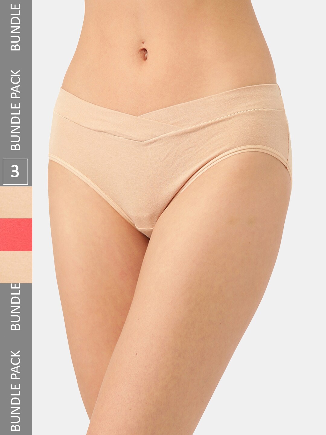 

Inner Sense Pack Of 3 Anti Microbial V-Band Hipster Briefs, Beige