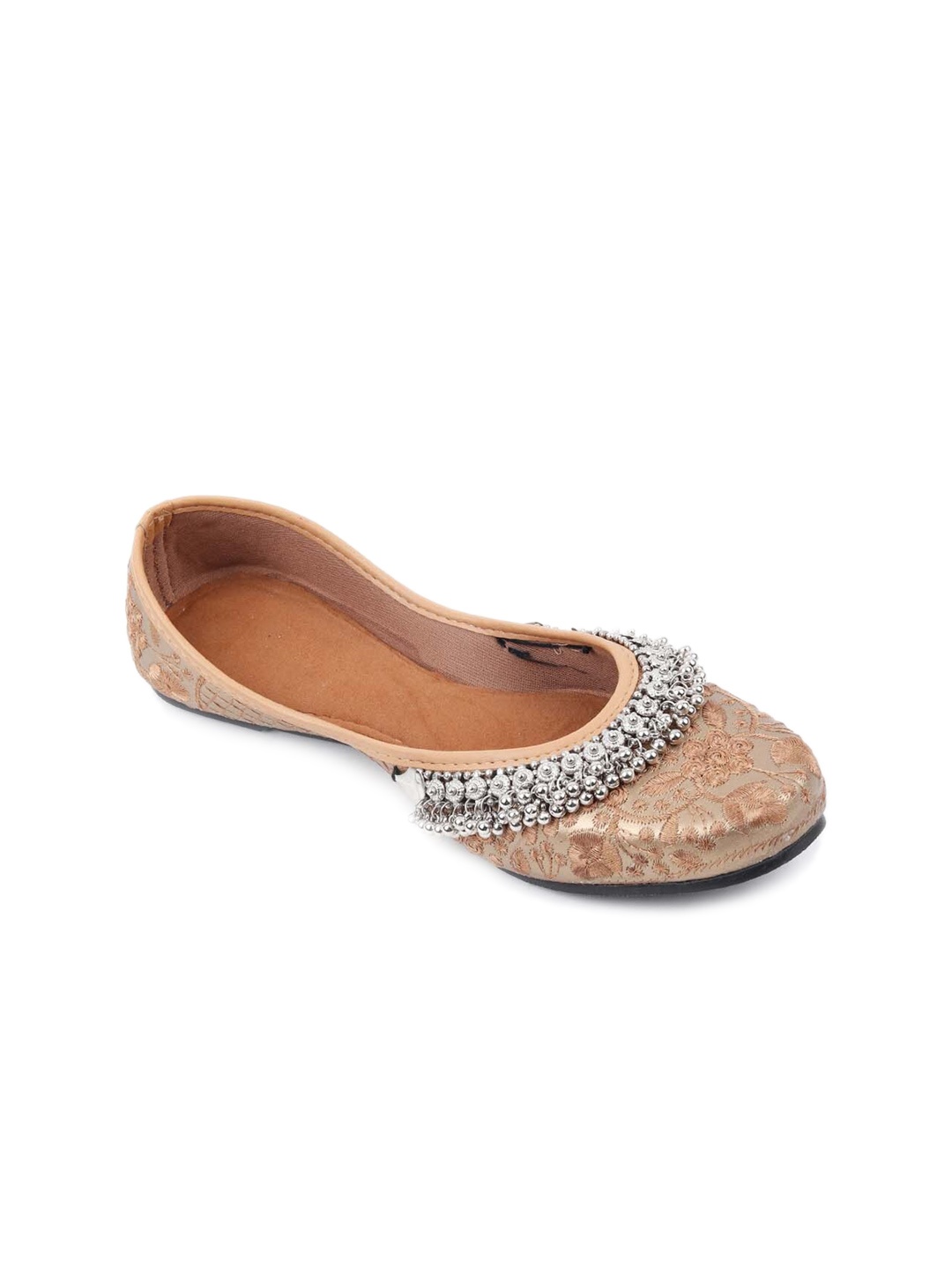 

ODETTE Embellished Round toe Ballarinas, Gold