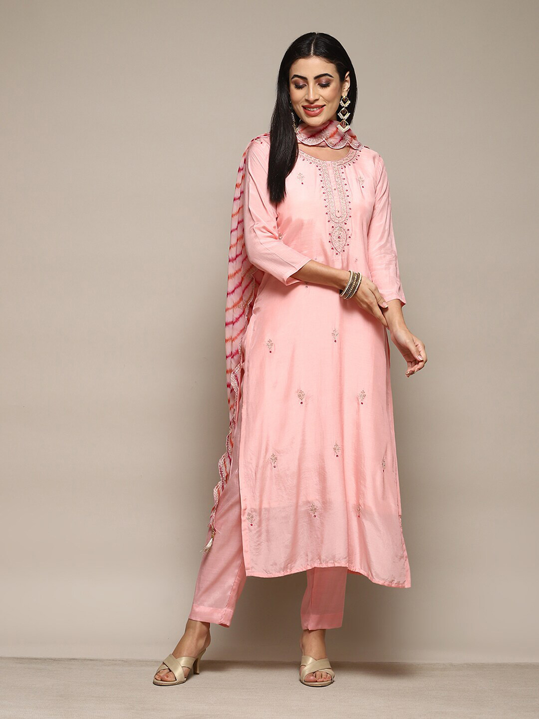 

Biba Ethnic Motifs Embroidered Unstitched Dress Material, Peach