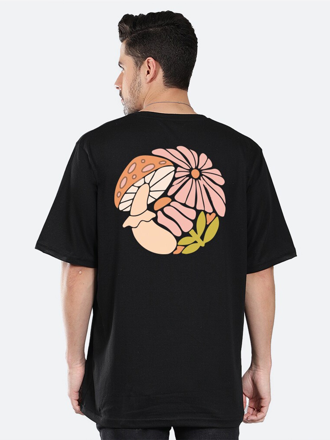 

Mad Over Print Graphic Printed Cotton Oversized T-shirt, Black
