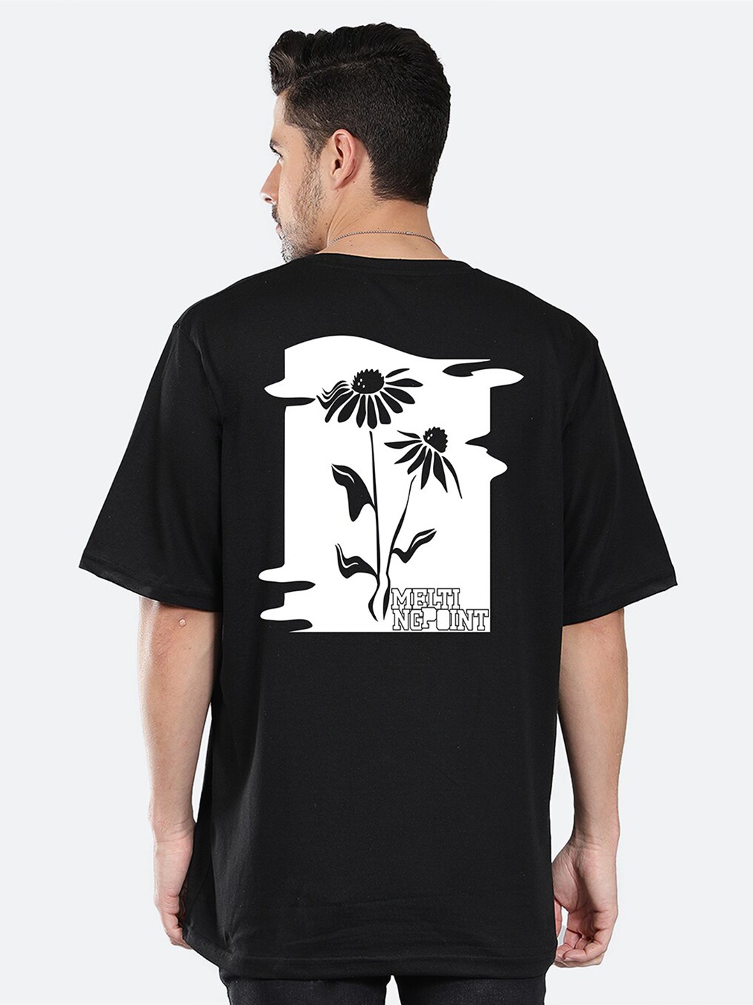 

Mad Over Print Graphic Printed Round Neck Cotton Oversized T-shirt, Black