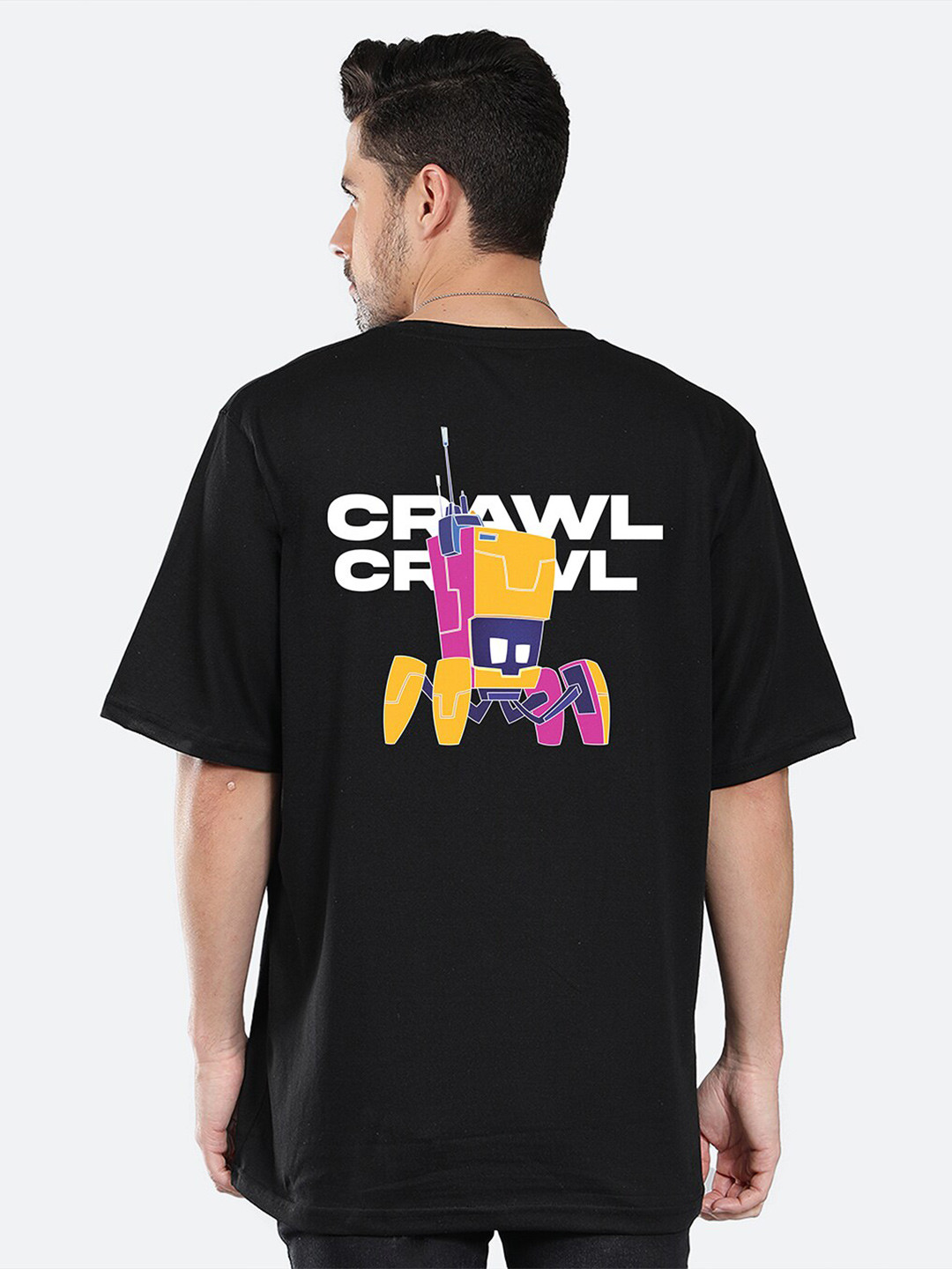 

Mad Over Print Typography Printed Cotton Oversized T-shirt, Black