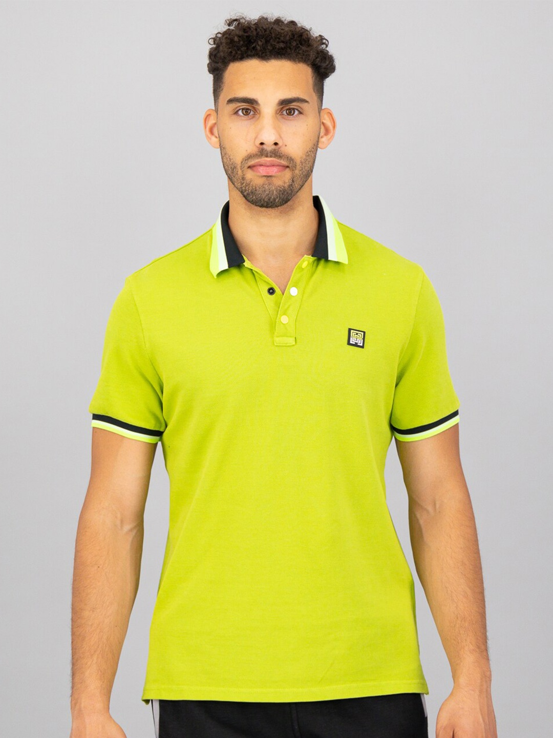 

FREESOUL Colourblocked Polo Collar Cotton Regular T-shirt, Yellow