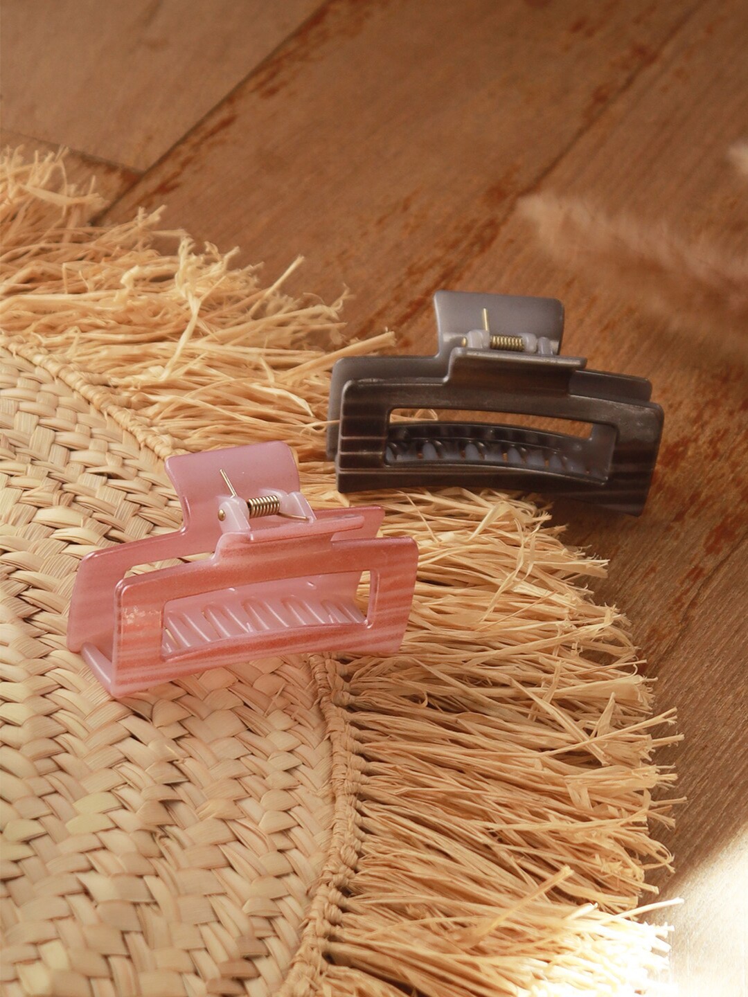 

Ayesha Set Of 2 Glossy Finish Claw Clip, Pink