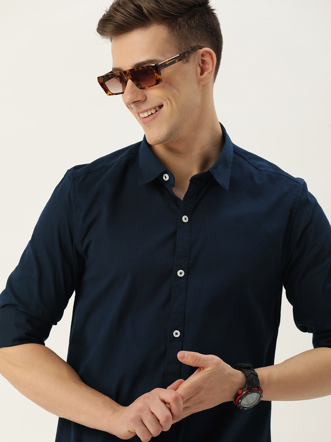 

Harvard Men Solid Regular Fit Opaque Casual Shirt, Navy blue