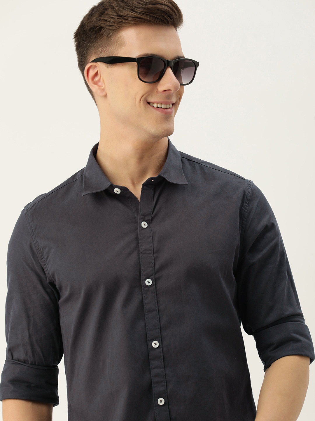 

Harvard Men Solid Regular Fit Opaque Casual Shirt, Charcoal