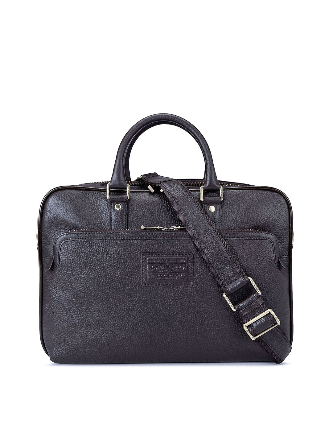 

Da Milano Unisex Textured Leather 14 Inch Laptop Bag, Brown