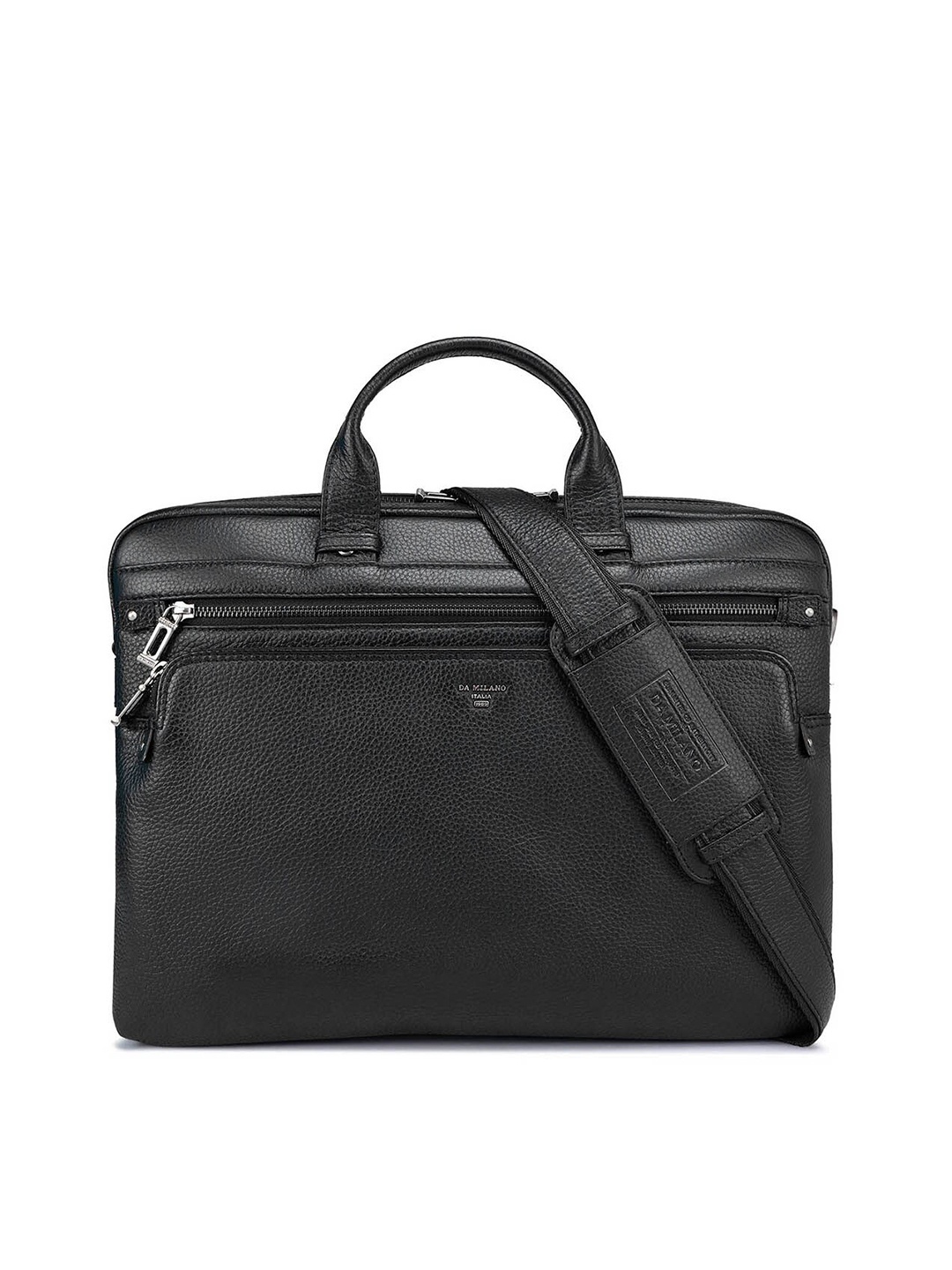 

Da Milano Unisex Textured Leather 15 Inch Laptop Bag, Black