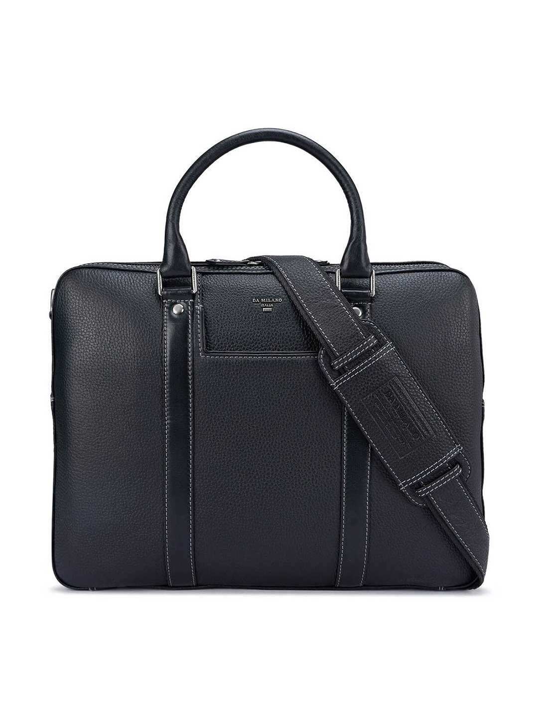 

Da Milano Unisex Black Textured Leather 15 Inch Laptop Bag