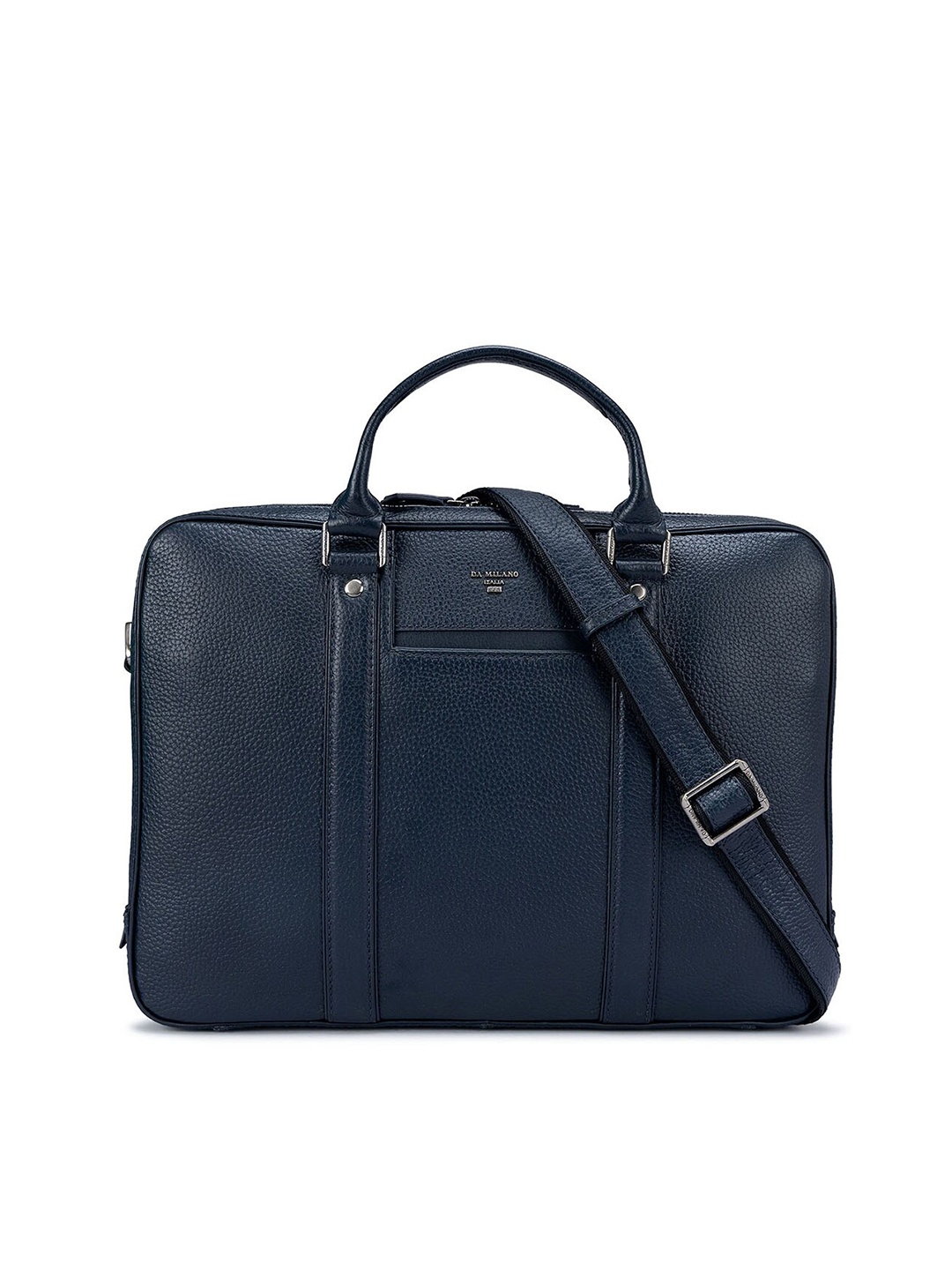 

Da Milano Unisex Blue Textured Leather 14 Inch Laptop Bag