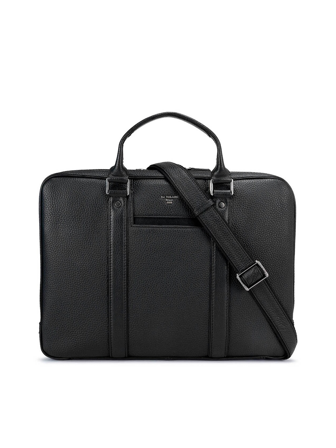 

Da Milano Unisex Textured Leather 14 Inch Laptop Bag, Black