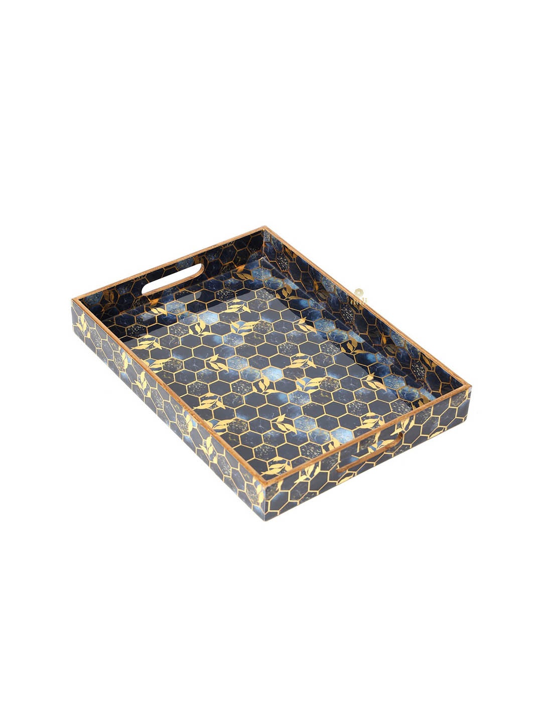 

DULI Navy Blue & Yellow Printed Serving Tray